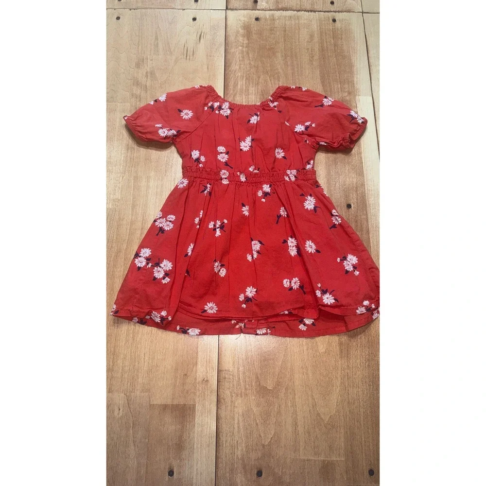 Old Navy Kids Red Daisy Print Button Front Dress‎ 18 24 Months